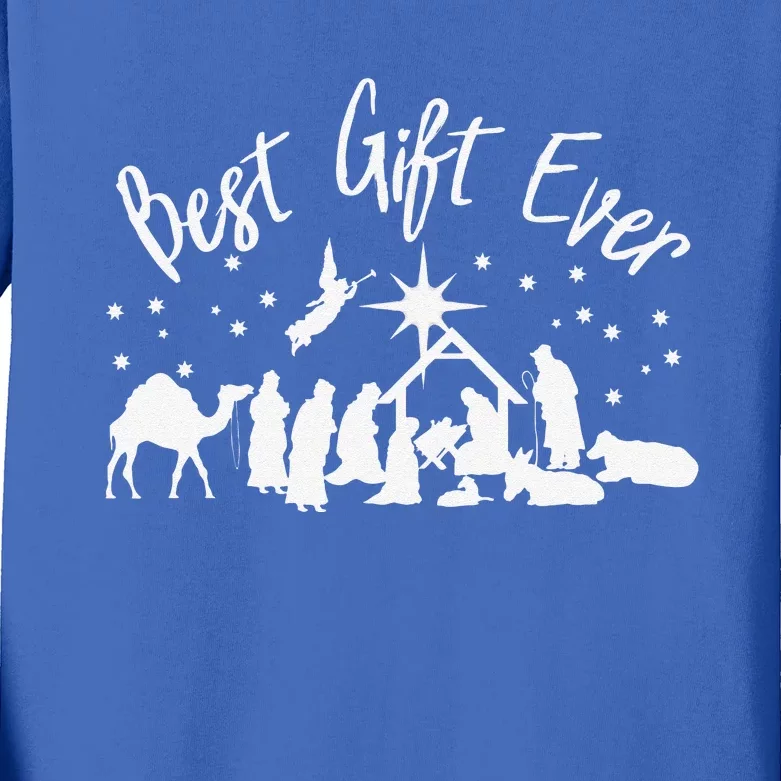 BEST GIFT EVER Christian Christmas Jesus Nativity Religious Kids Long Sleeve Shirt