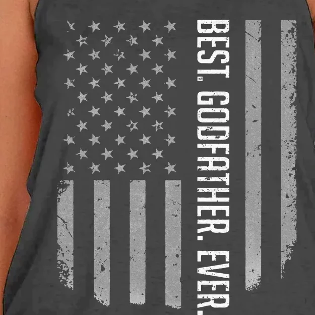 Best Godfather Ever American Flag Gift For Fathers Day Women's Knotted Racerback Tank