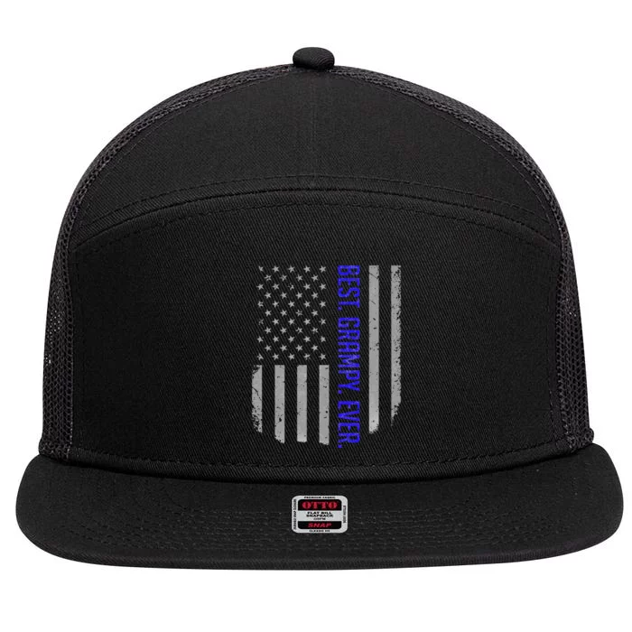 Best Grampy Ever American Flag Gifts For Fathers Day 7 Panel Mesh Trucker Snapback Hat