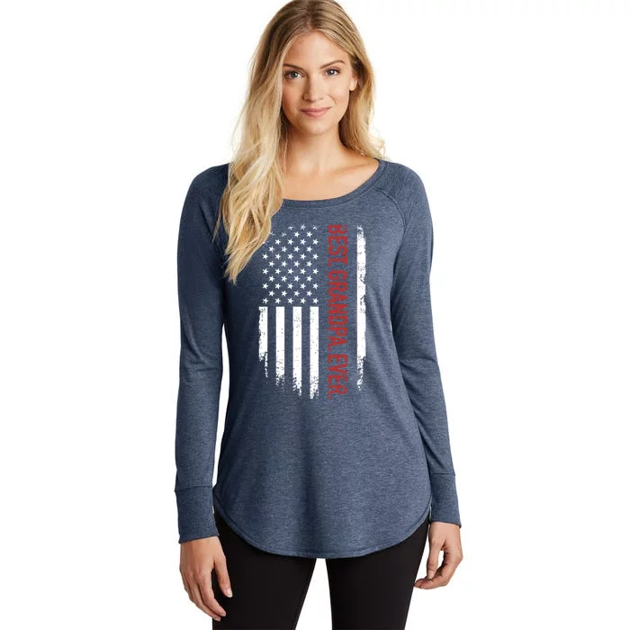 Best Grandpa Ever With Us American Flag Vintage FatherS Day Gift Women's Perfect Tri Tunic Long Sleeve Shirt