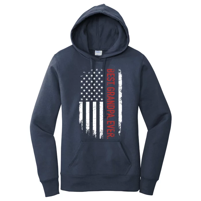 Best Grandpa Ever With Us American Flag Vintage FatherS Day Gift Women's Pullover Hoodie