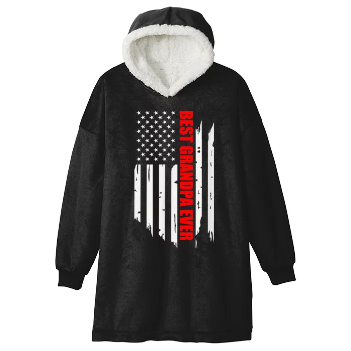 Best Grandpa Ever Vintage American Flag FatherS Day Hooded Wearable Blanket