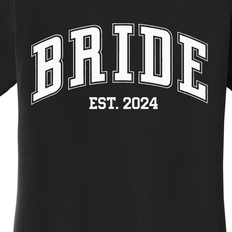 Bride Groom Est. 2024 Retro Just Married Couples Wedding Women's T-Shirt