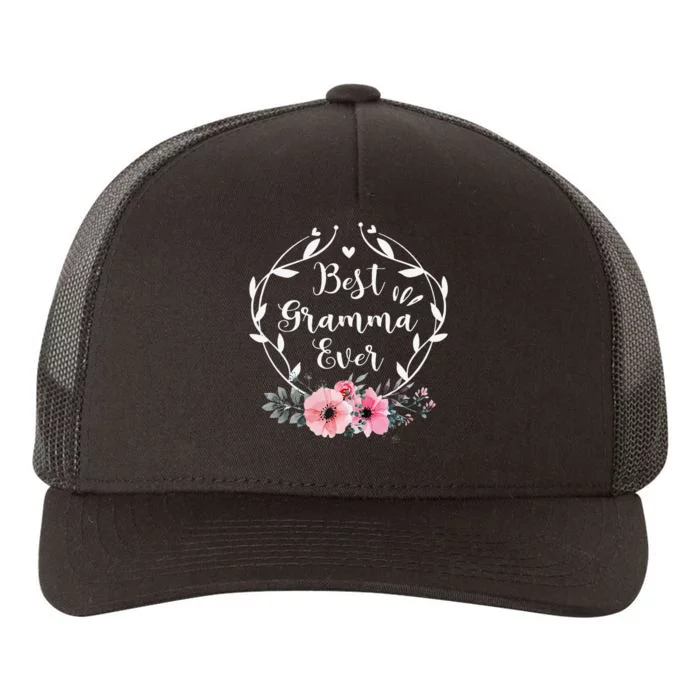 Best Gramma Ever Mother's Day Gift Flower Grandma Yupoong Adult 5-Panel Trucker Hat