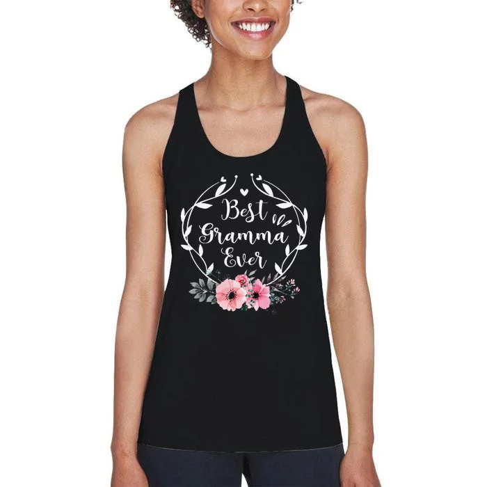 Best Gramma Ever Mother's Day Gift Flower Grandma Women's Racerback Tank