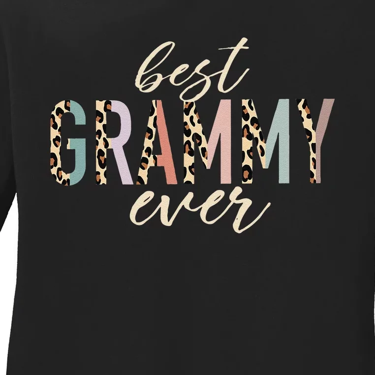 Best Grammy Ever Gifts Leopard Print Mothers Day Ladies Long Sleeve Shirt