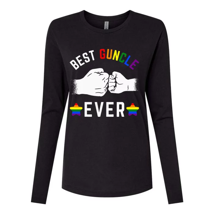 Best Guncle Ever Rainbow Colors Fistbump Pride G.A.Y Uncle Womens Cotton Relaxed Long Sleeve T-Shirt