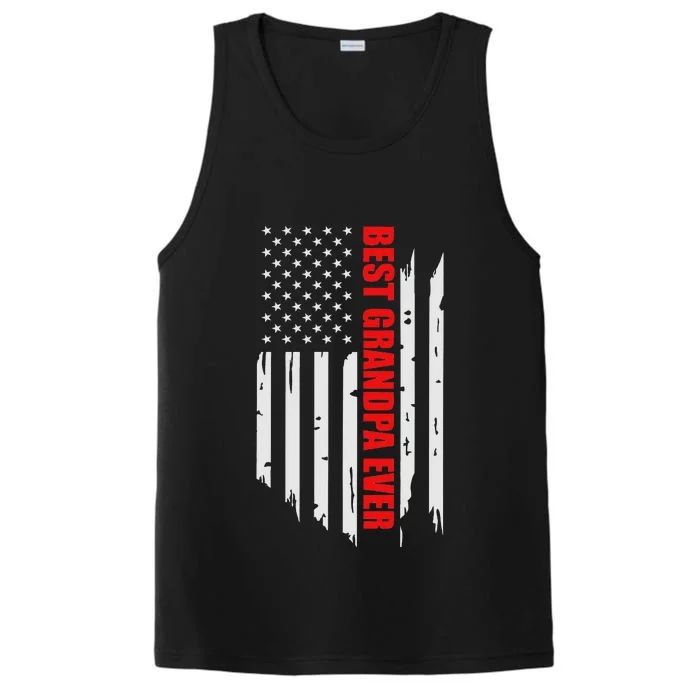 Best Grandpa Ever Vintage American Flag Performance Tank