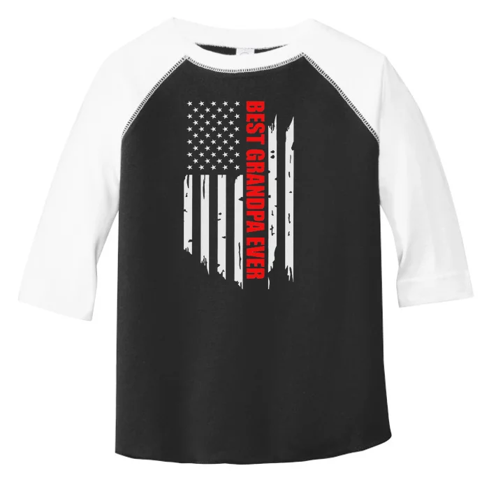 Best Grandpa Ever Vintage American Flag Toddler Fine Jersey T-Shirt