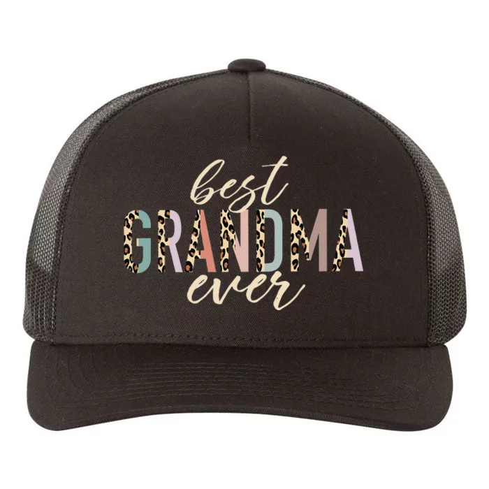 Best Grandma Ever Gifts Leopard Print Mothers Day Yupoong Adult 5-Panel Trucker Hat