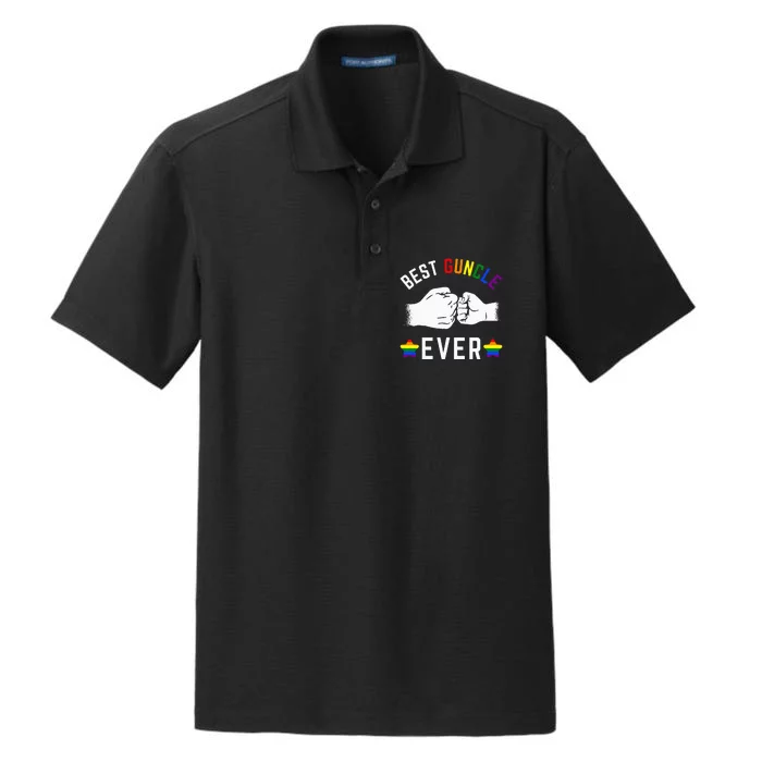 Best Guncle Ever Rainbow Colors Fistbump Pride Gay Uncle Dry Zone Grid Performance Polo