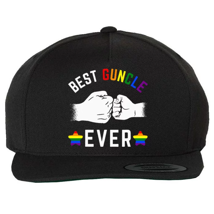 Best Guncle Ever Rainbow Colors Fistbump Pride Gay Uncle Wool Snapback Cap