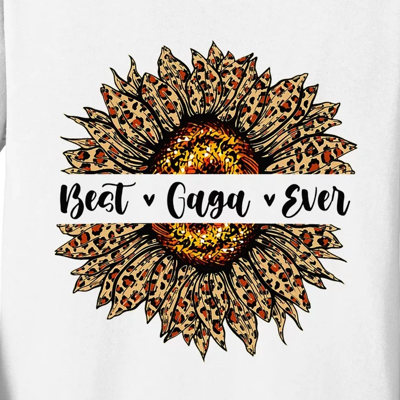 Best Gaga Ever Sunflower Gaga Mothers Day Gifts Kids Long Sleeve Shirt