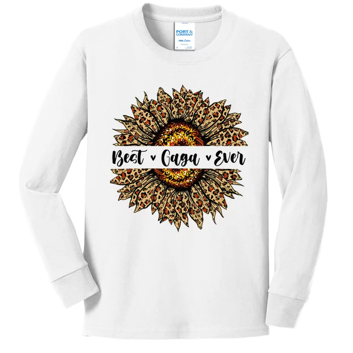 Best Gaga Ever Sunflower Gaga Mothers Day Gifts Kids Long Sleeve Shirt