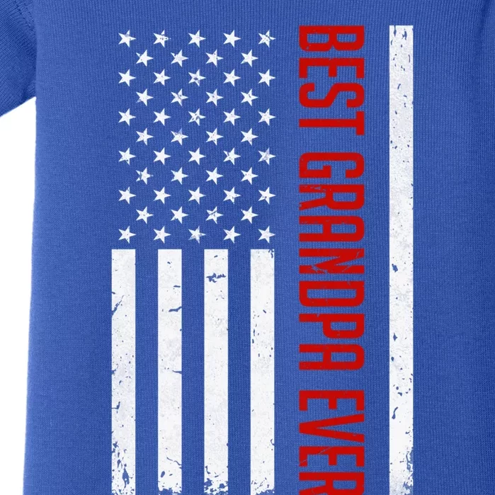 Best Grandpa Ever Us American Flag Fathers Day For Grandpa Funny Gift Baby Bodysuit