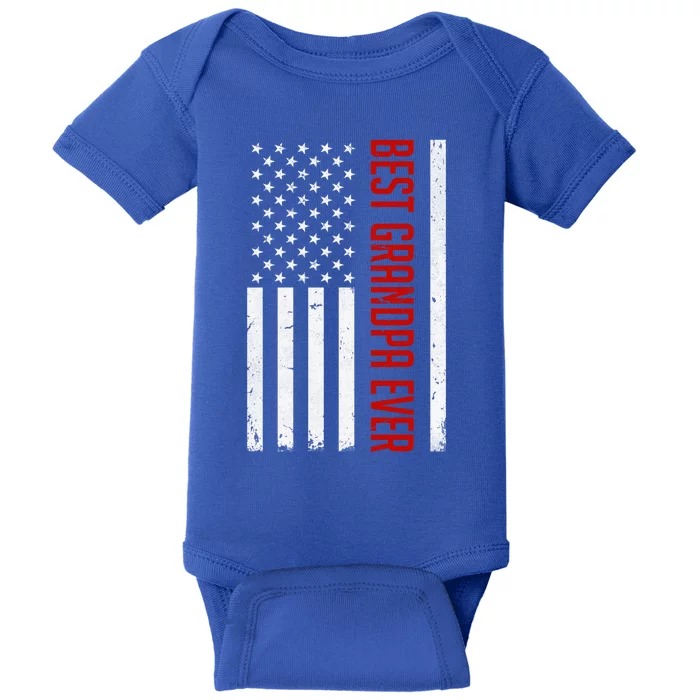 Best Grandpa Ever Us American Flag Fathers Day For Grandpa Funny Gift Baby Bodysuit