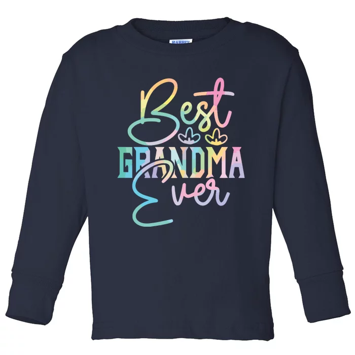 Best Grandma Ever Happy Grandparents Day Tie Dye Toddler Long Sleeve Shirt