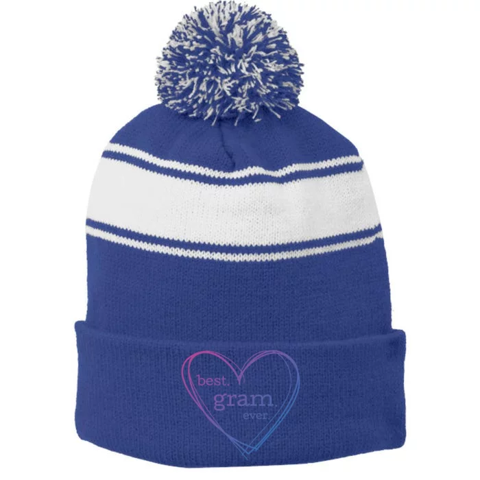 Best Gram Ever Gift (National Grandparents Day) Stripe Pom Pom Beanie