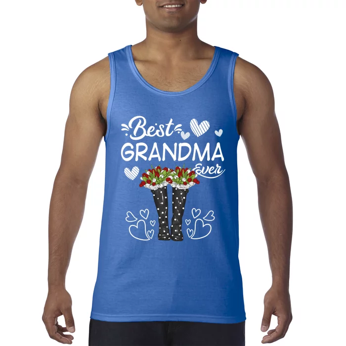 Best Grandma Ever Mothers Day Boots With Flowers Gift Tank Top