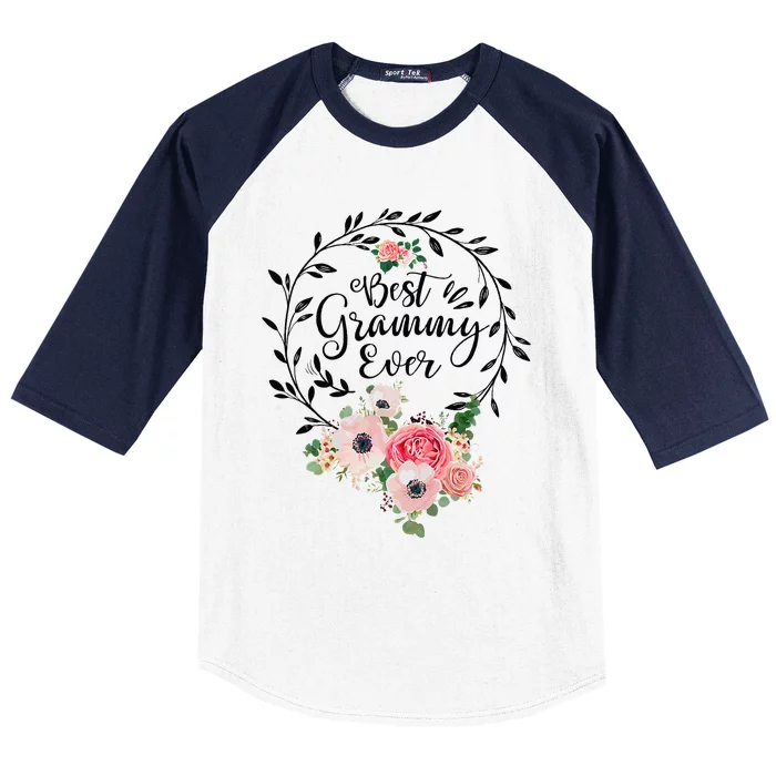 Best Grammy Ever  Flower Decor Grandma Baseball Sleeve Shirt