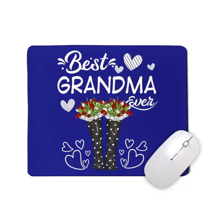 Best Grandma Ever Mothers Day Boots With Flowers Gift Mousepad