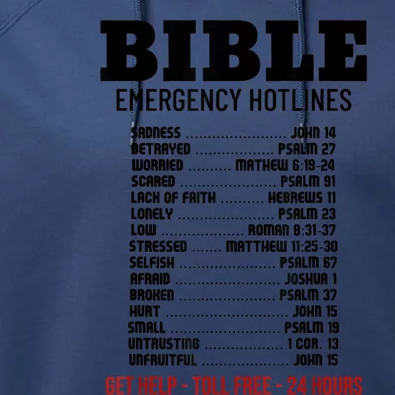 Bible Gifts Emergency Verse Numbers Scripture Hotline Performance Fleece Hoodie