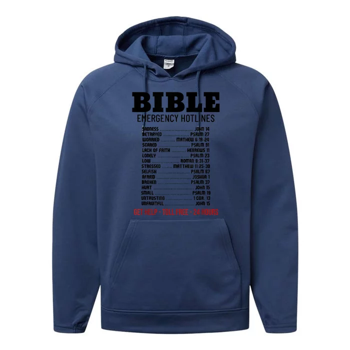 Bible Gifts Emergency Verse Numbers Scripture Hotline Performance Fleece Hoodie