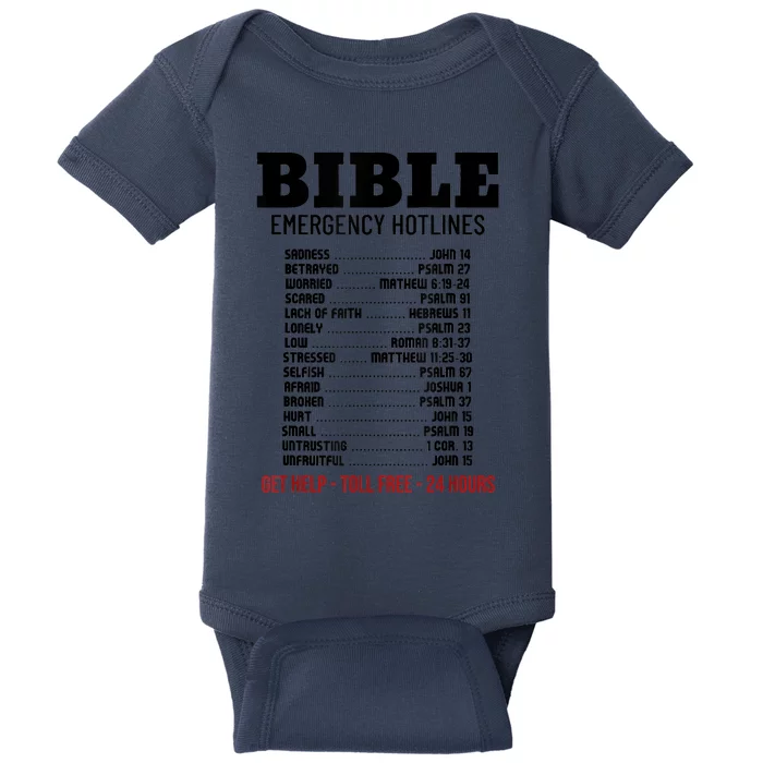 Bible Gifts Emergency Verse Numbers Scripture Hotline Baby Bodysuit