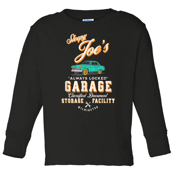 Biden's Garage Funny AntiBiden Political Joke Garage Sign Toddler Long Sleeve Shirt