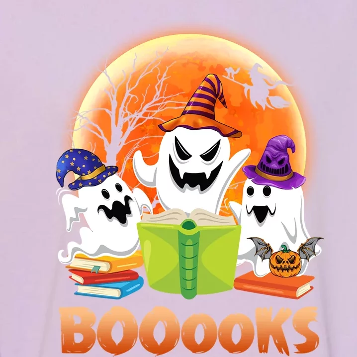 Booooks Ghost Funny Halloween Costume Book Library Reading Cute Gift Garment-Dyed Sweatshirt