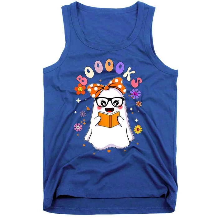 Booooks Ghost Funny Halloween Teacher Book Library Reading Great Gift Tank Top