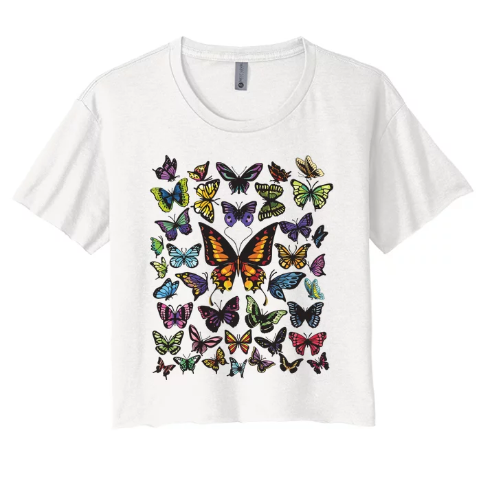 Butterfly Gift For Men Women Butterfly Lover Collection Women's Crop Top Tee