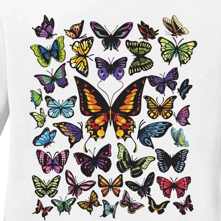 Butterfly Gift For Men Women Butterfly Lover Collection Ladies Long Sleeve Shirt