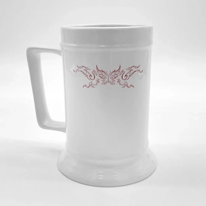 Butterfly Grunge Fairycore Aesthetic Tattoo Goth Front & Back Beer Stein