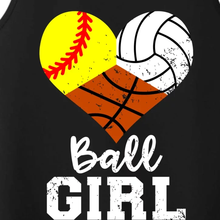 Ball Girl Funny Softball Volleyball Basketball Girl Performance Tank