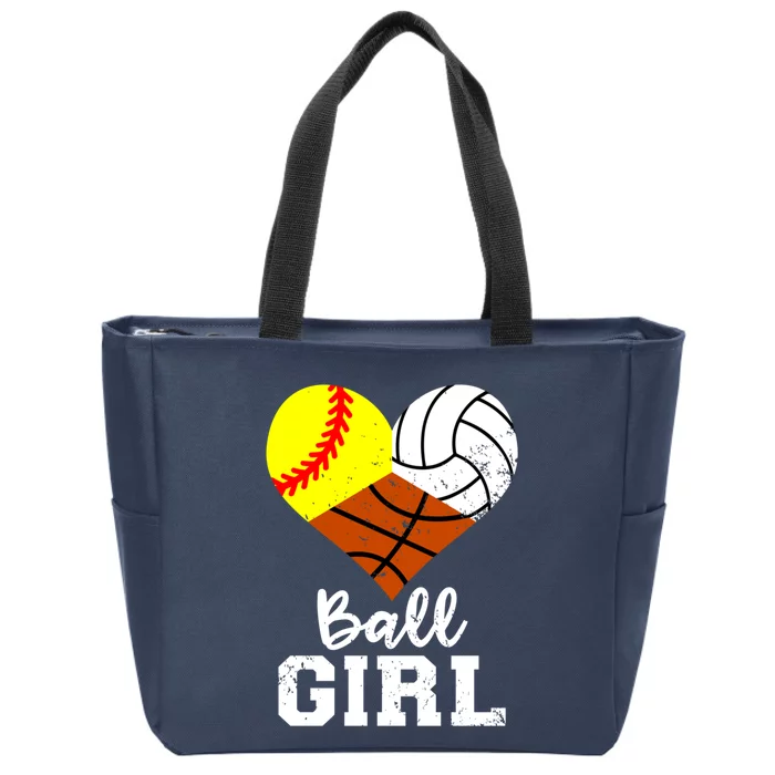 Ball Girl Funny Softball Volleyball Basketball Girl Zip Tote Bag