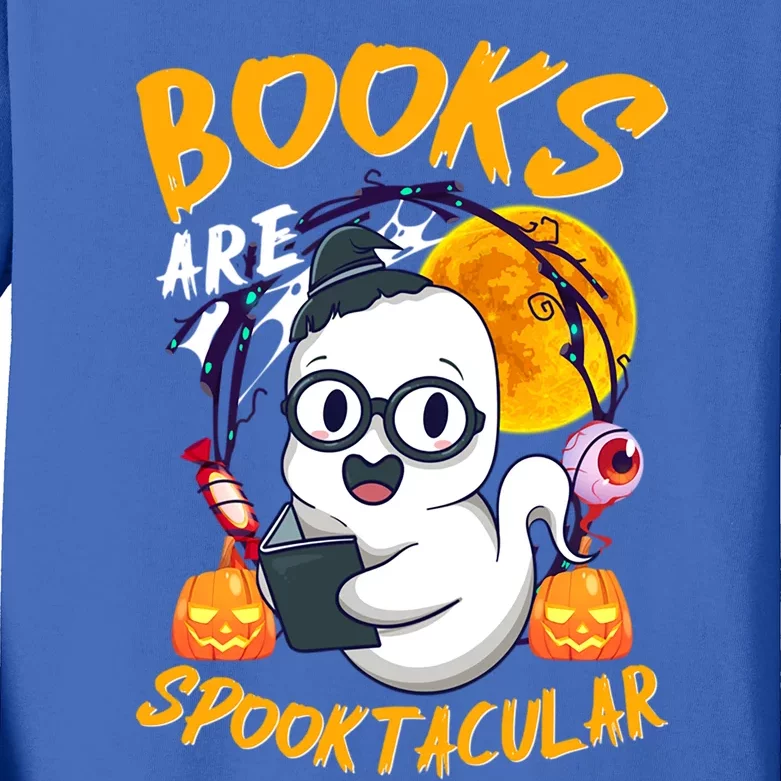 Boooks Ghost Funny Halloween Teacher Book Library Reading Cool Gift Kids Long Sleeve Shirt