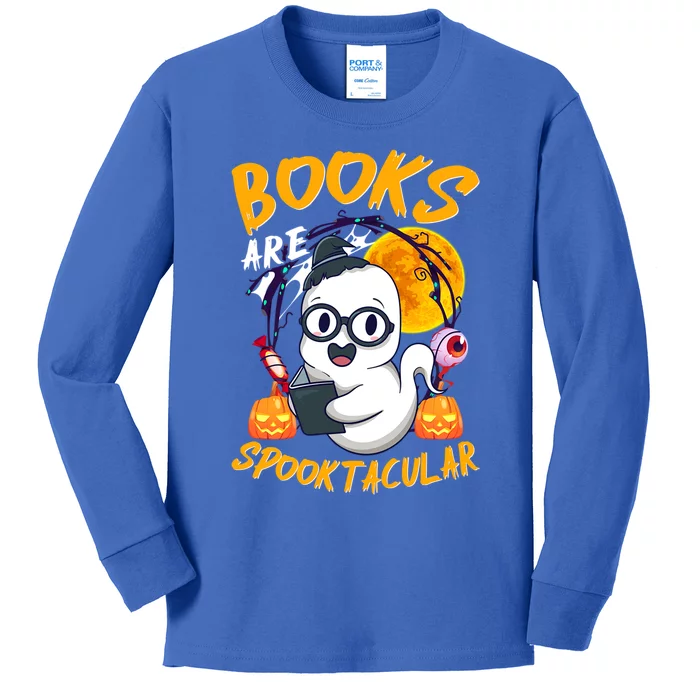 Boooks Ghost Funny Halloween Teacher Book Library Reading Cool Gift Kids Long Sleeve Shirt