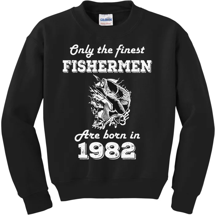 Birthday Gift Fishing Fisherman 1982 40th Birthday Kids Sweatshirt