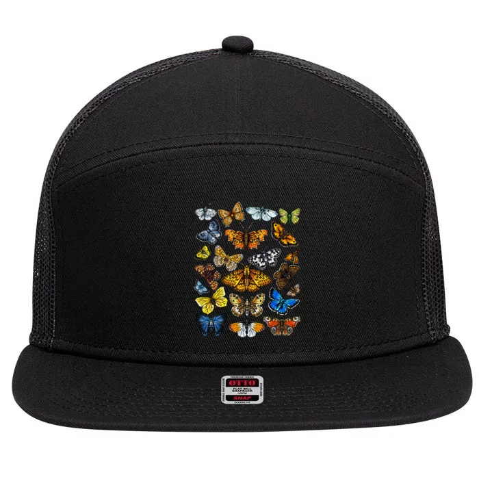 Butterfly Gift For Men Women Kids Butterfly Lover Collection 7 Panel Mesh Trucker Snapback Hat