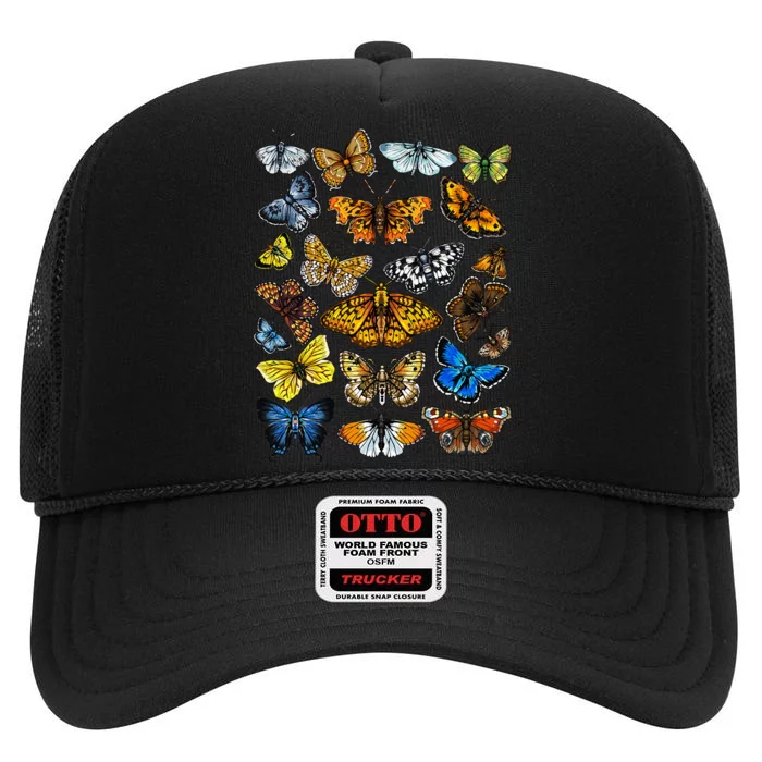 Butterfly Gift For Men Women Kids Butterfly Lover Collection High Crown Mesh Trucker Hat