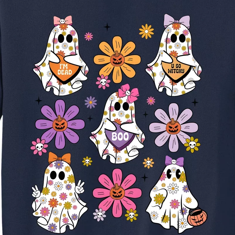 Boo Ghost Floral Halloween Cute Boo Ghoul Tall Sweatshirt