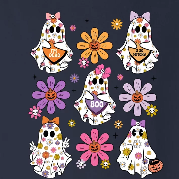 Boo Ghost Floral Halloween Cute Boo Ghoul Toddler Long Sleeve Shirt