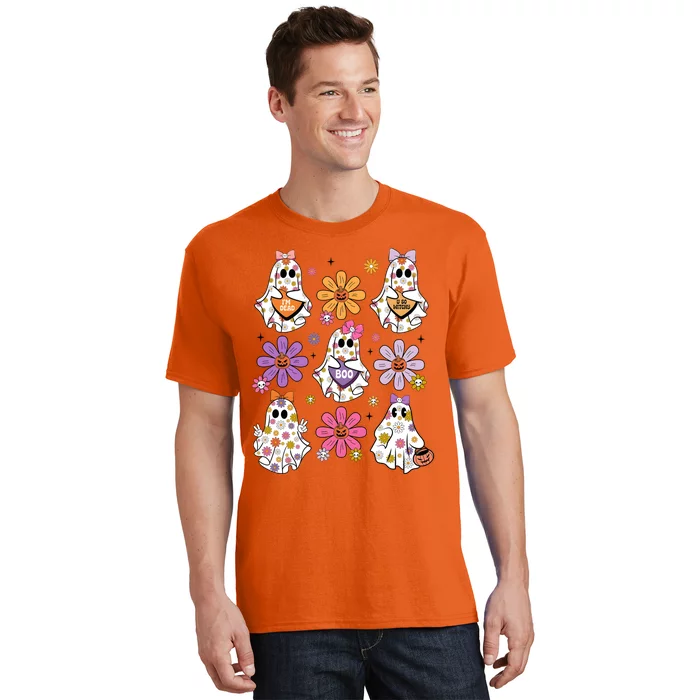 Boo Ghost Floral Halloween Cute Boo Ghoul T-Shirt