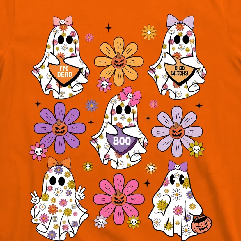 Boo Ghost Floral Halloween Cute Boo Ghoul T-Shirt