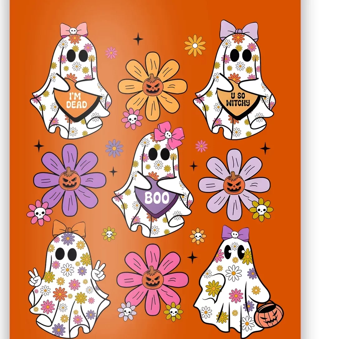 Boo Ghost Floral Halloween Cute Boo Ghoul Poster