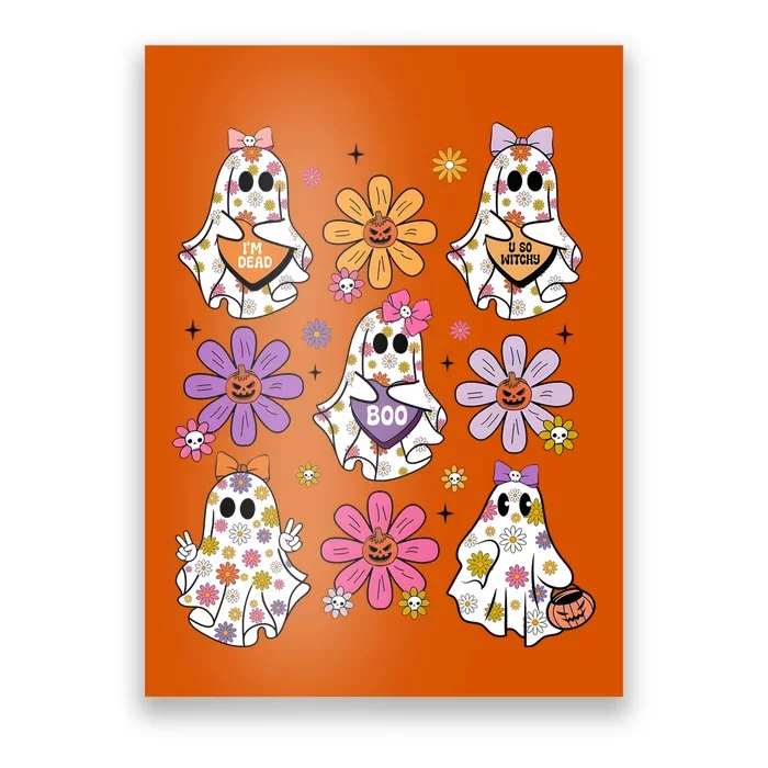 Boo Ghost Floral Halloween Cute Boo Ghoul Poster