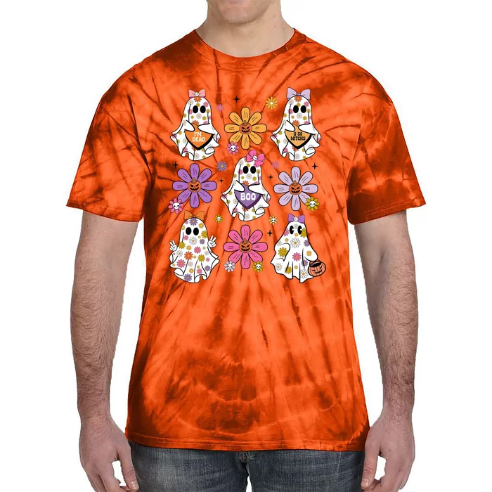 Boo Ghost Floral Halloween Cute Boo Ghoul Tie-Dye T-Shirt