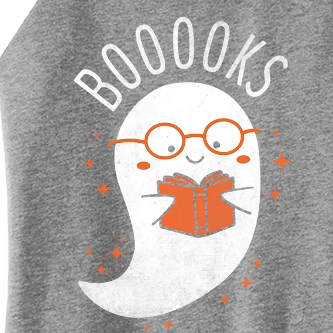 Booooks Ghost Funny Halloween Teacher Book Library Reading Meaningful Gift Women’s Perfect Tri Rocker Tank