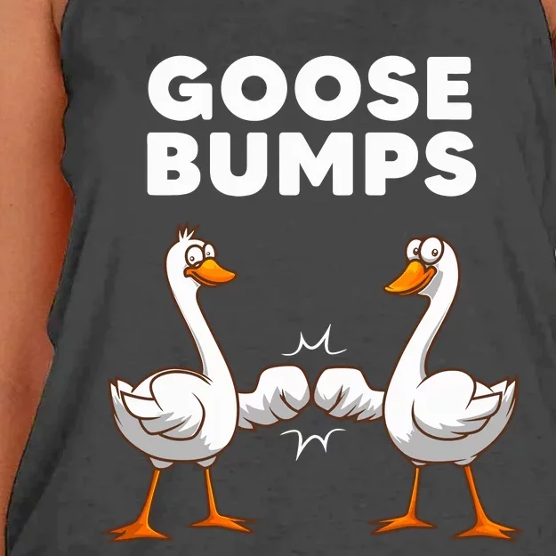 Best Goose For Goose Bumps Waterfowl Animal Pun Women's Knotted Racerback Tank